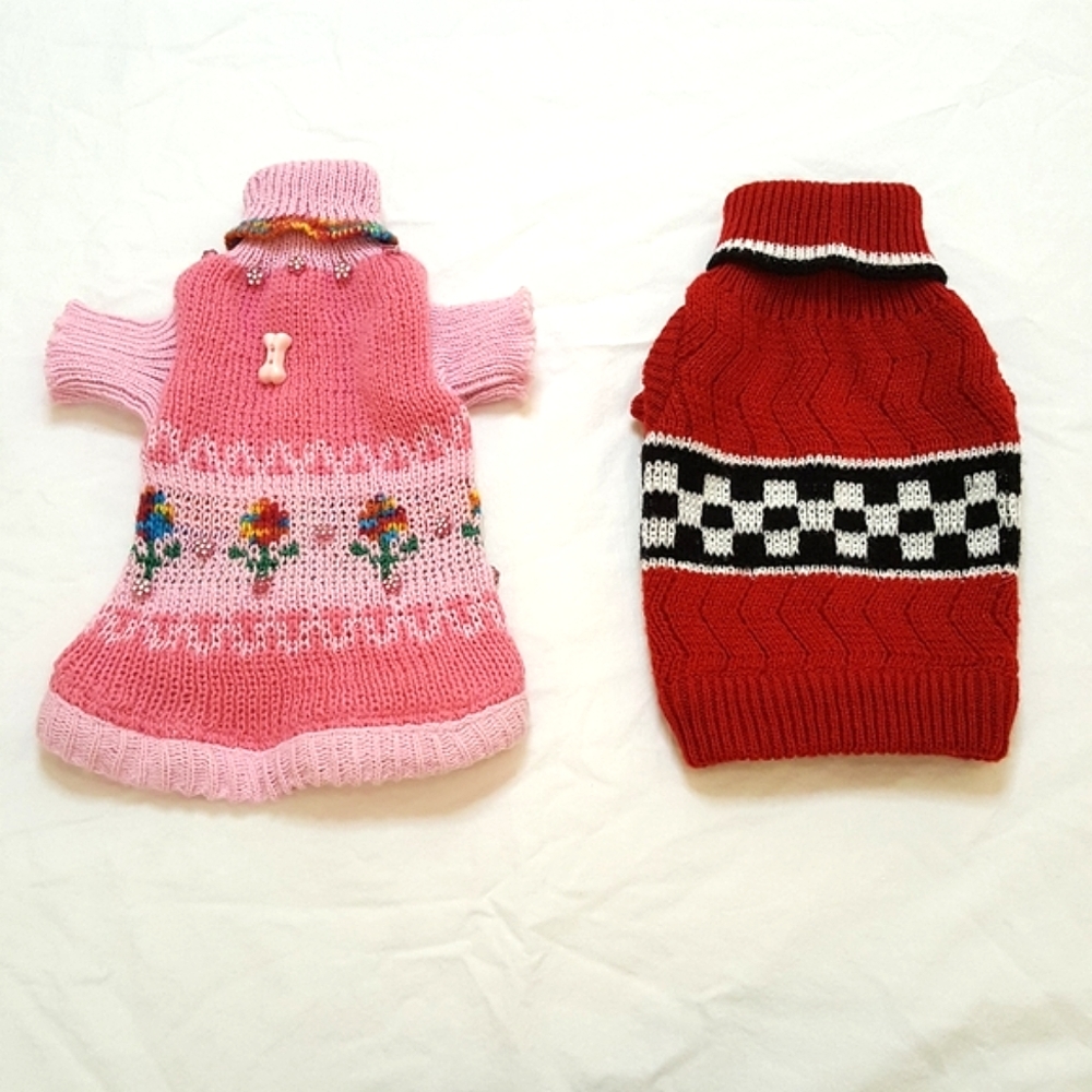Two Extra Small Dog Sweaters